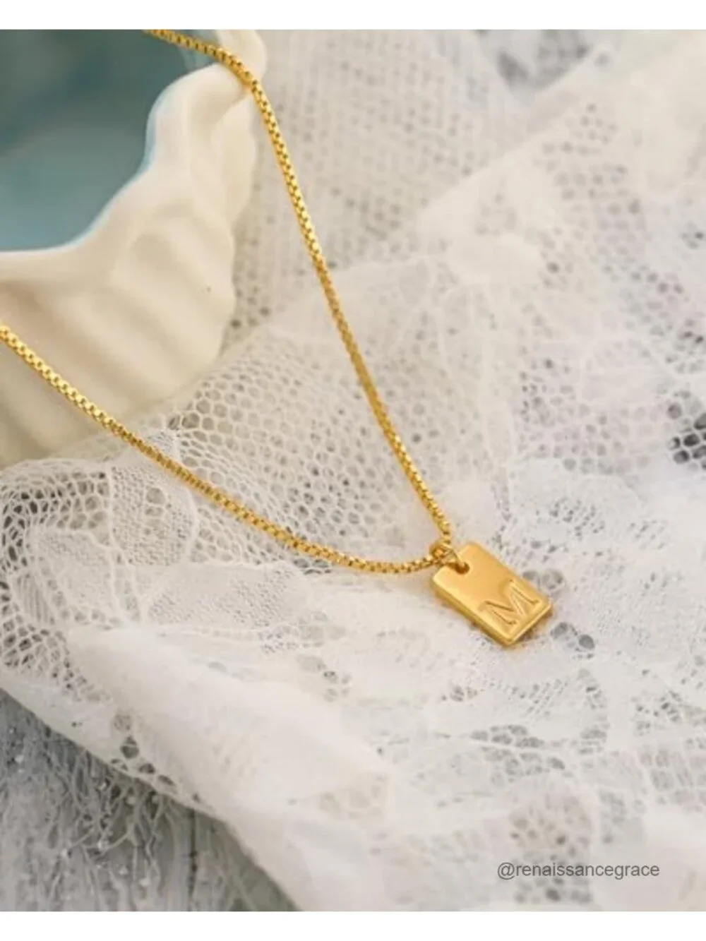 14k Gold Plated Initial Pendant Necklace for Women - Personalized Letter A-Z